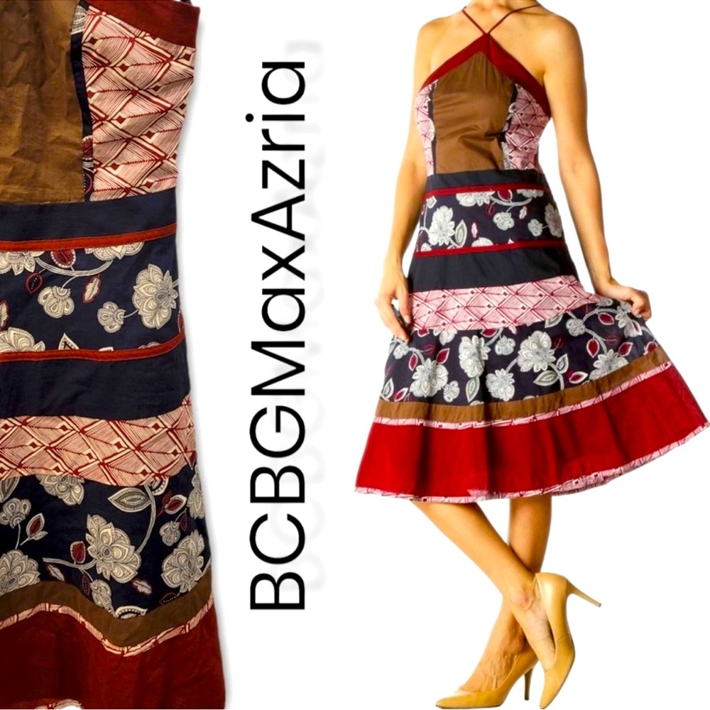 BCBG Maxazria light weight cotton halter dress Sz 4